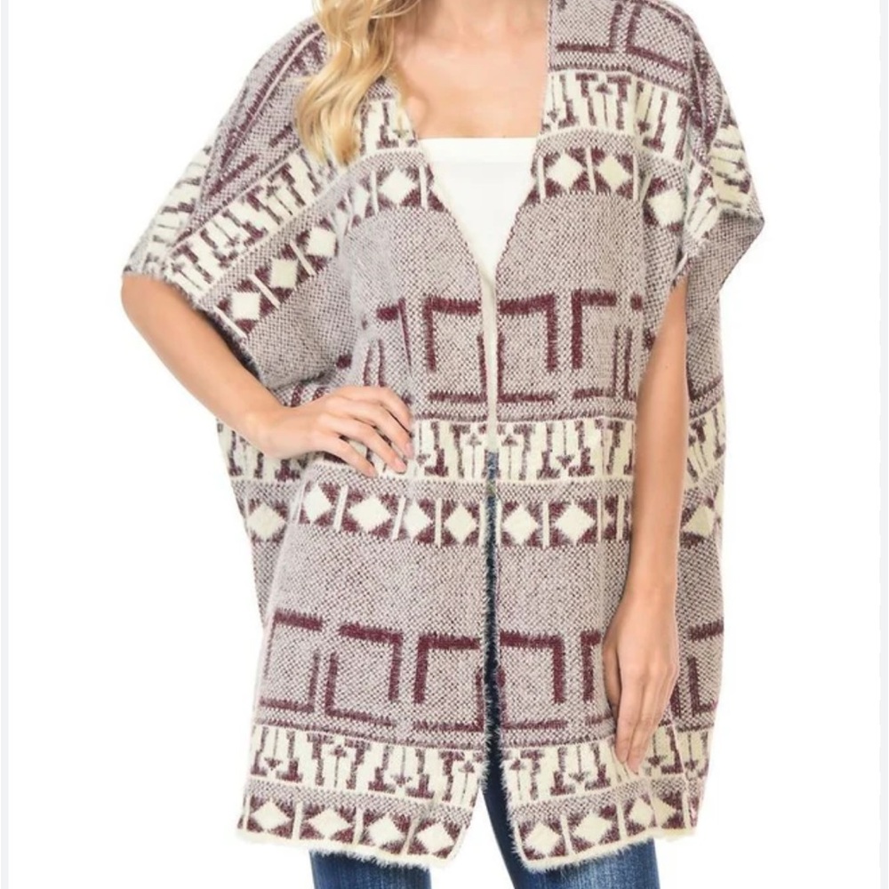 GeeGee Aztec Cardigan Tribal Sweater Furry Vest‎ size S/M